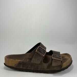 Birkenstock Arizona Slide Sandals Mens Size 41 US Size 8-8.5 Brown Oiled Leather